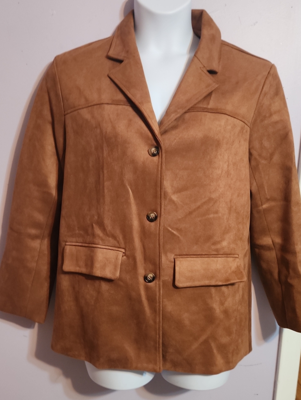Suede-Style Blazer Jacket in Brown Like New